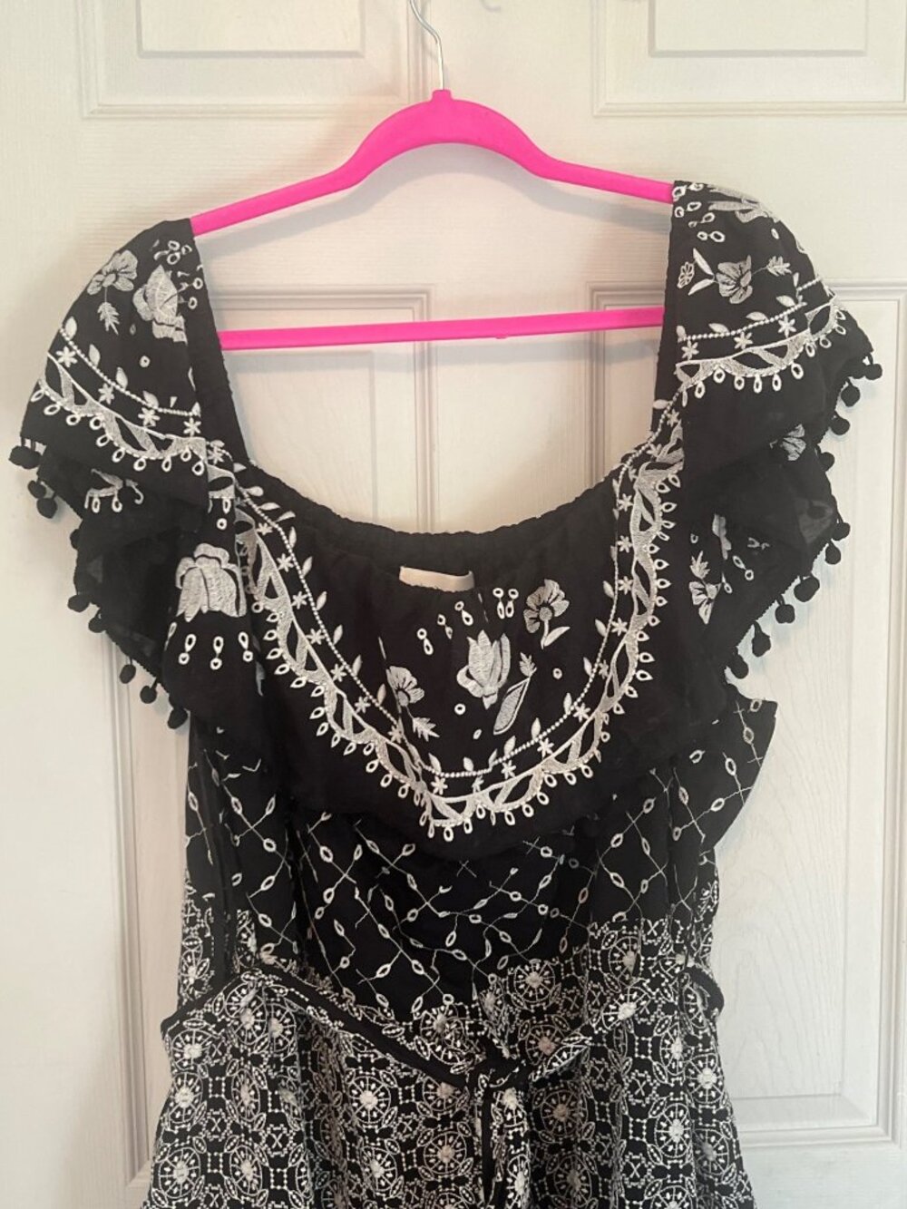 Anthropologie Off The shoulder Marisol Black White Midi Dress Ruffle 24W NWT - Picture 4 of 12